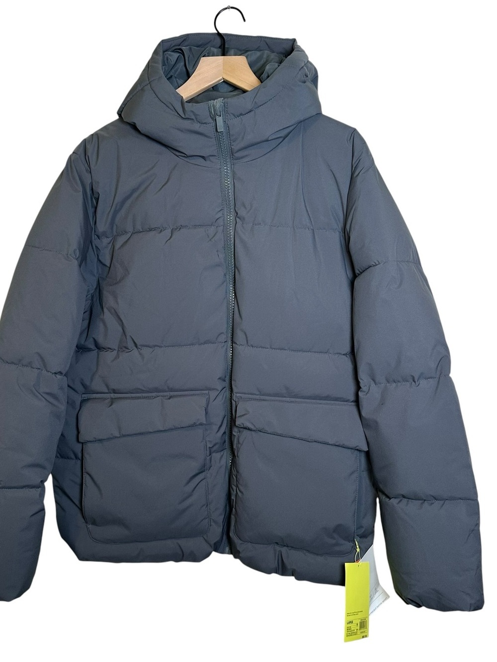 ALL IN MOTION Puffer Jacket Hoodie Men’s Large Zip Up Gray Wind Water Resistant - Picture 2 of 11